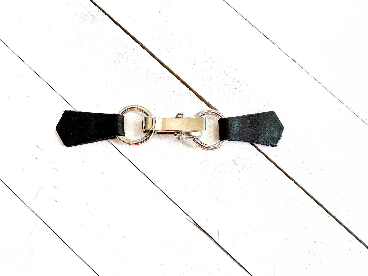 NEW Silver Buckle & Black Leather Cinch Clip, Skinny Belt Alternative for Dress, Jacket, Cardigan, Mini-Tailor Button Closure, KardiKlips