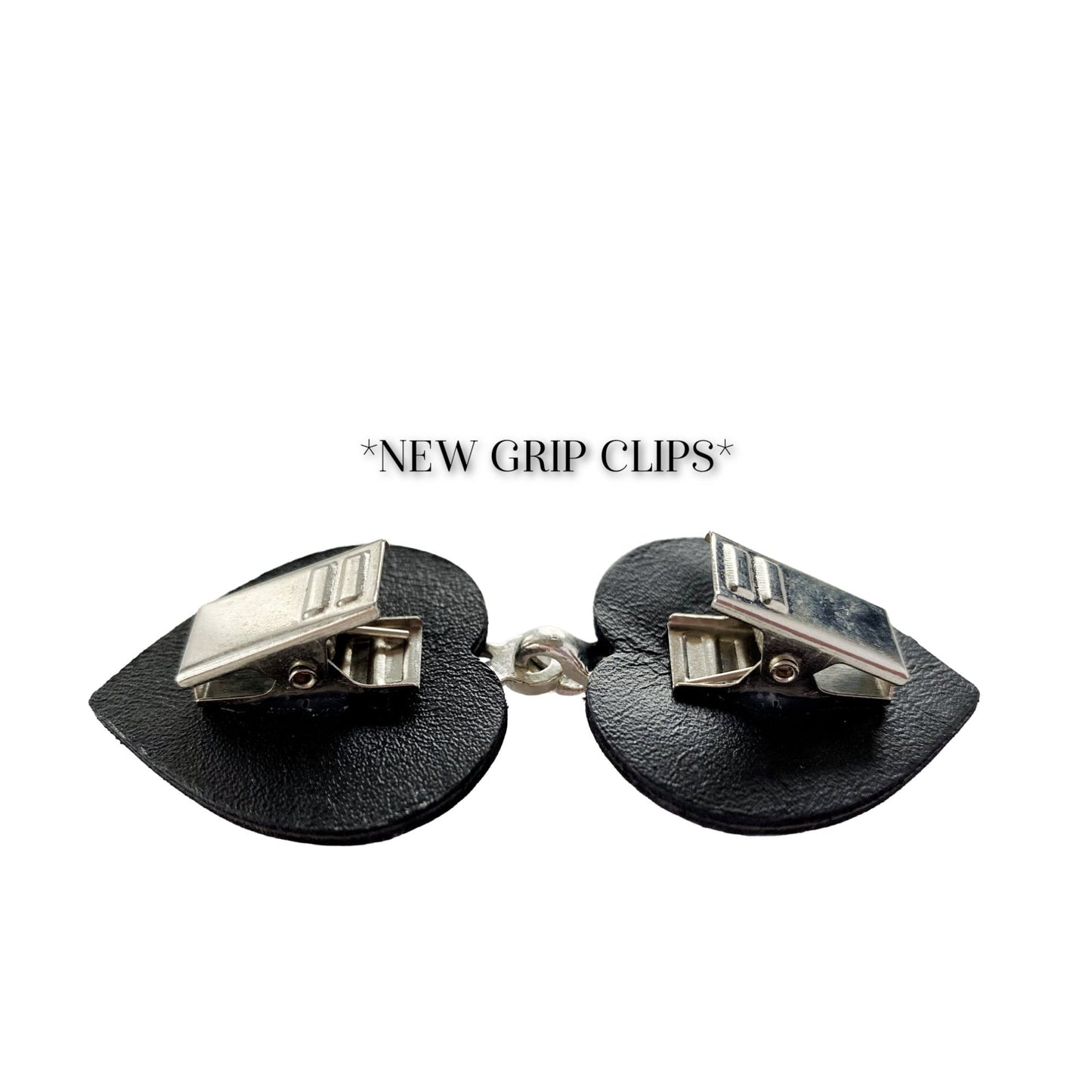 "Myriad" Silver on Gray Leather Clothing Clip