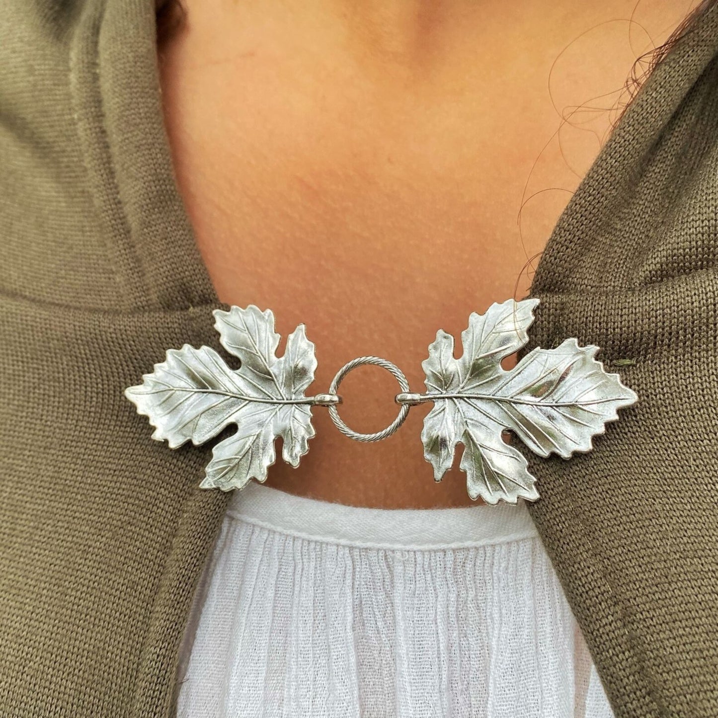 "Sylvan" Cloak Clasps - Set of 2 in Silver and Bronze