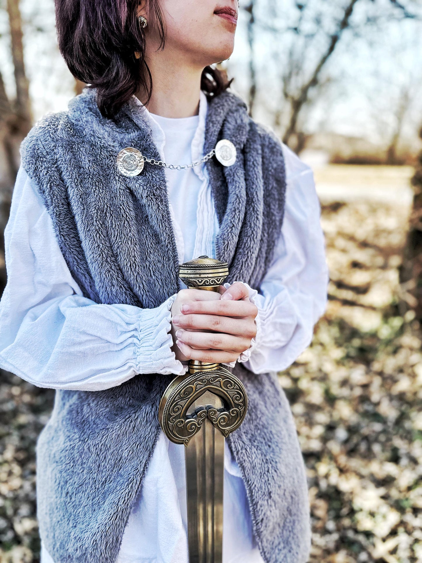 NEW Medallion Cloak Clasp with Chain in Bronze or Silver