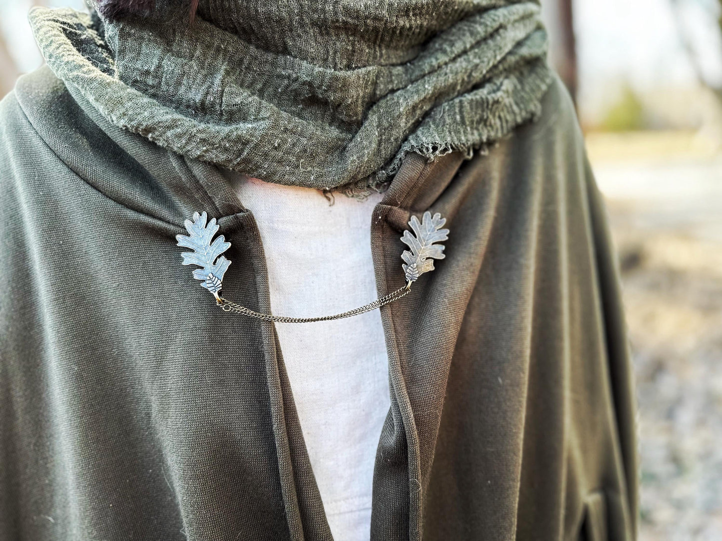 "Terebinth" Bronze Oak Leaf w/ Chains Cloak Clasp