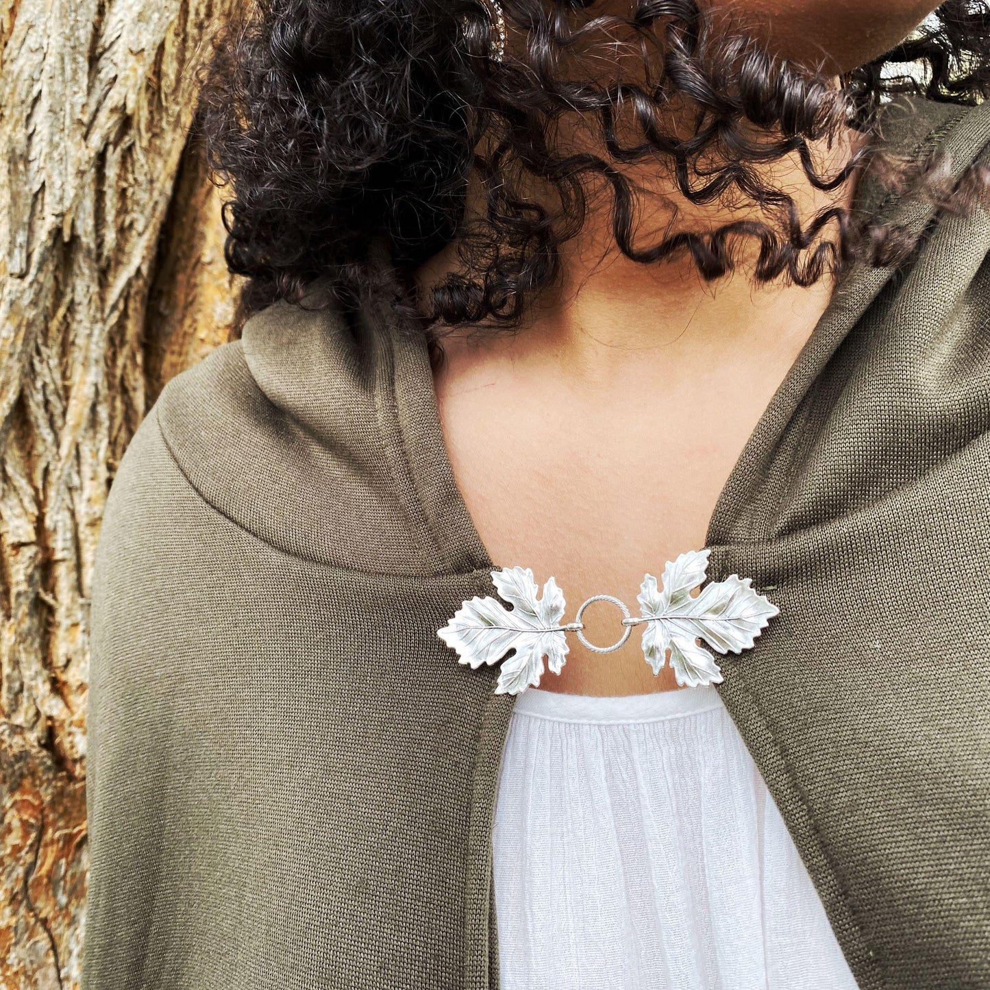 Silver Leaf "Sylvan" Cloak Clasp