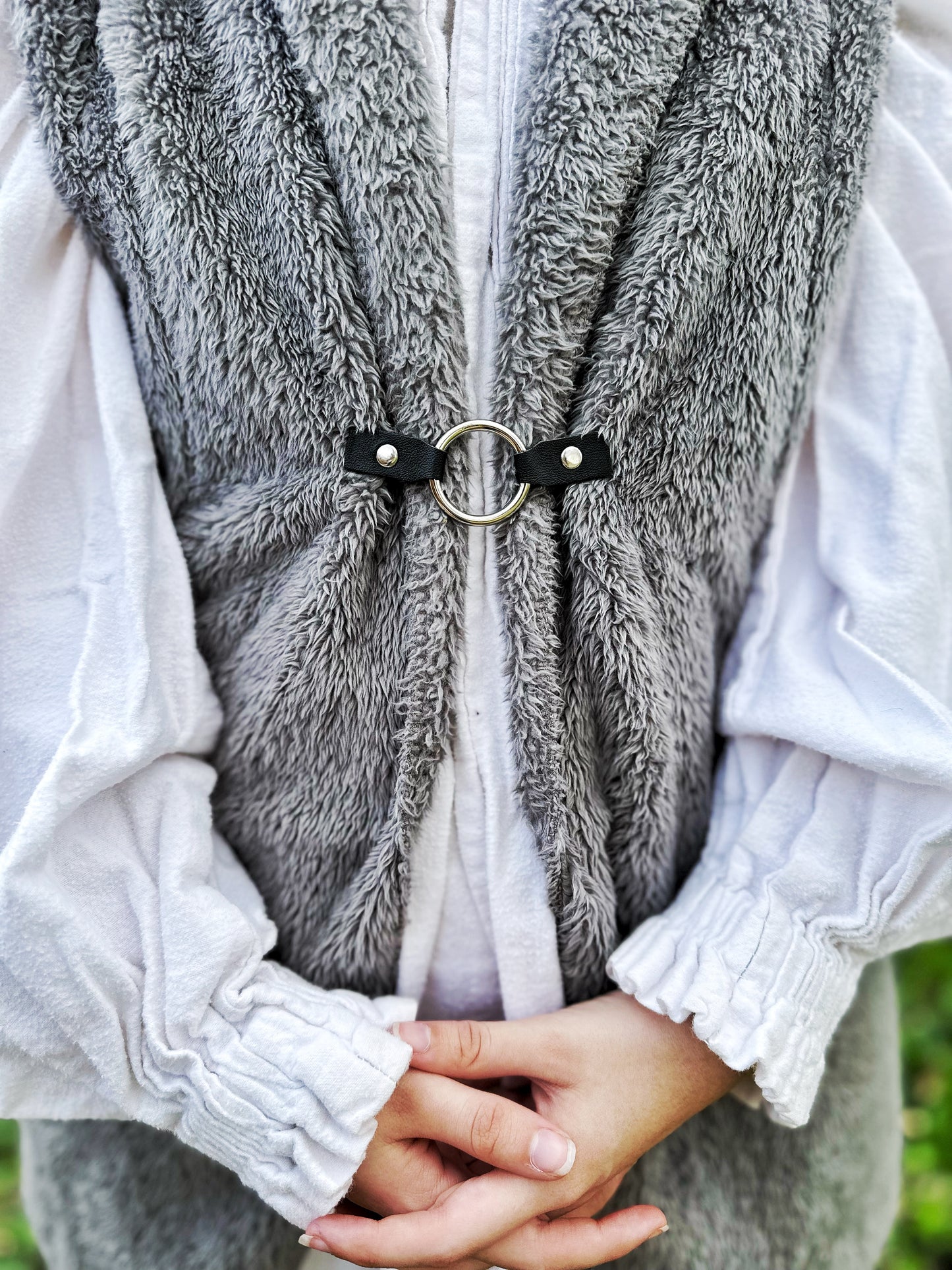 Silver Ring & Black Leather Clothing Clip