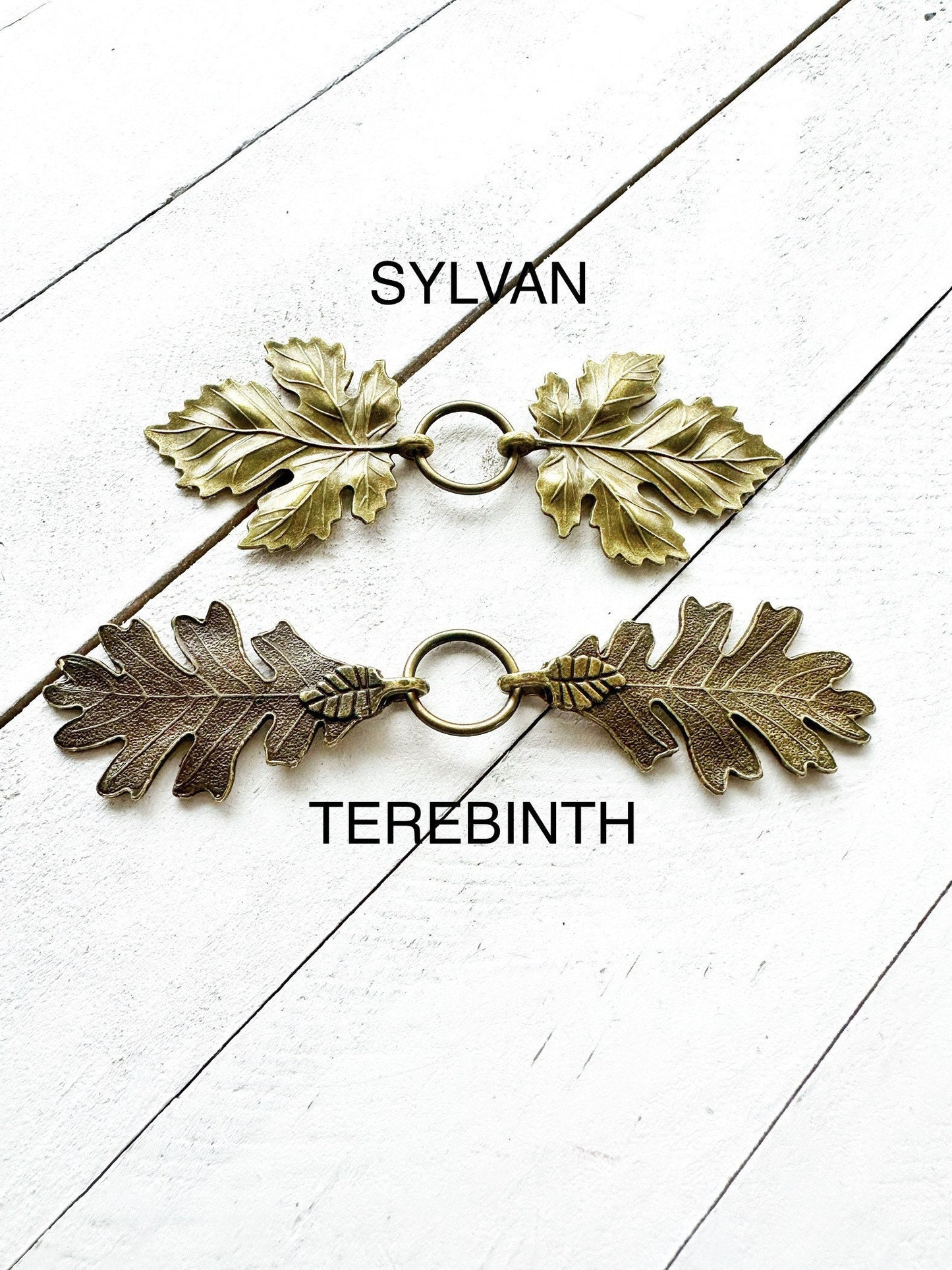Bronze Metal "Sylvan" Leaf Cloak Clasp