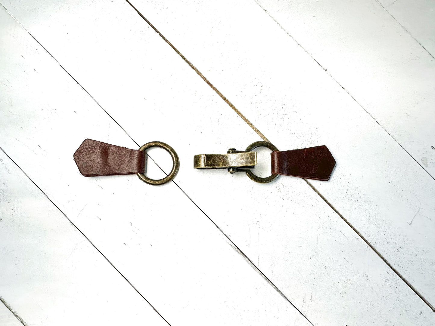 NEW Bronze Buckle & Dark Brown Leather Cinch Clip, Skinny Belt Alternative for Dress, Jacket, Cardigan, Mini-Tailor Button Closure