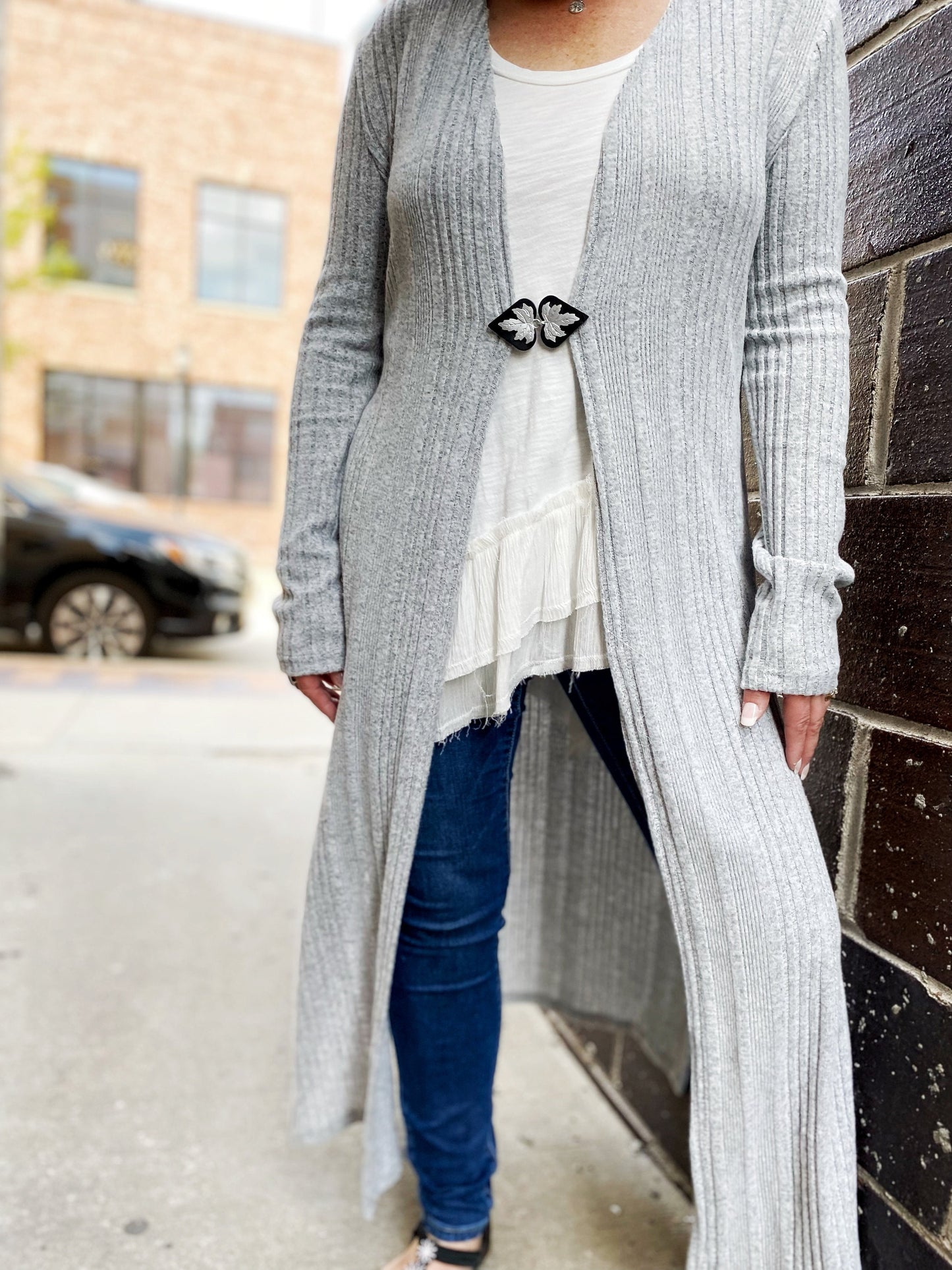 Silver Leaf Cloak Clasp | Sweater Clips |  Metal on Genuine Black Leather Cardigan Closure | Kardiklips | Steampunk Renaissance Cape | K-008