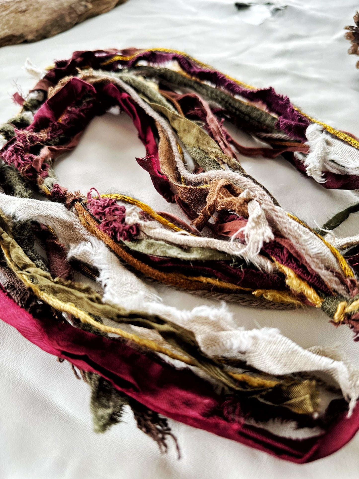 NEW Green & Brown Hobo Scarf | Hippie Clothes | Festival Clothing and Accessories | Unique Scarves for Men, Women | Upycled, Organic Cotton