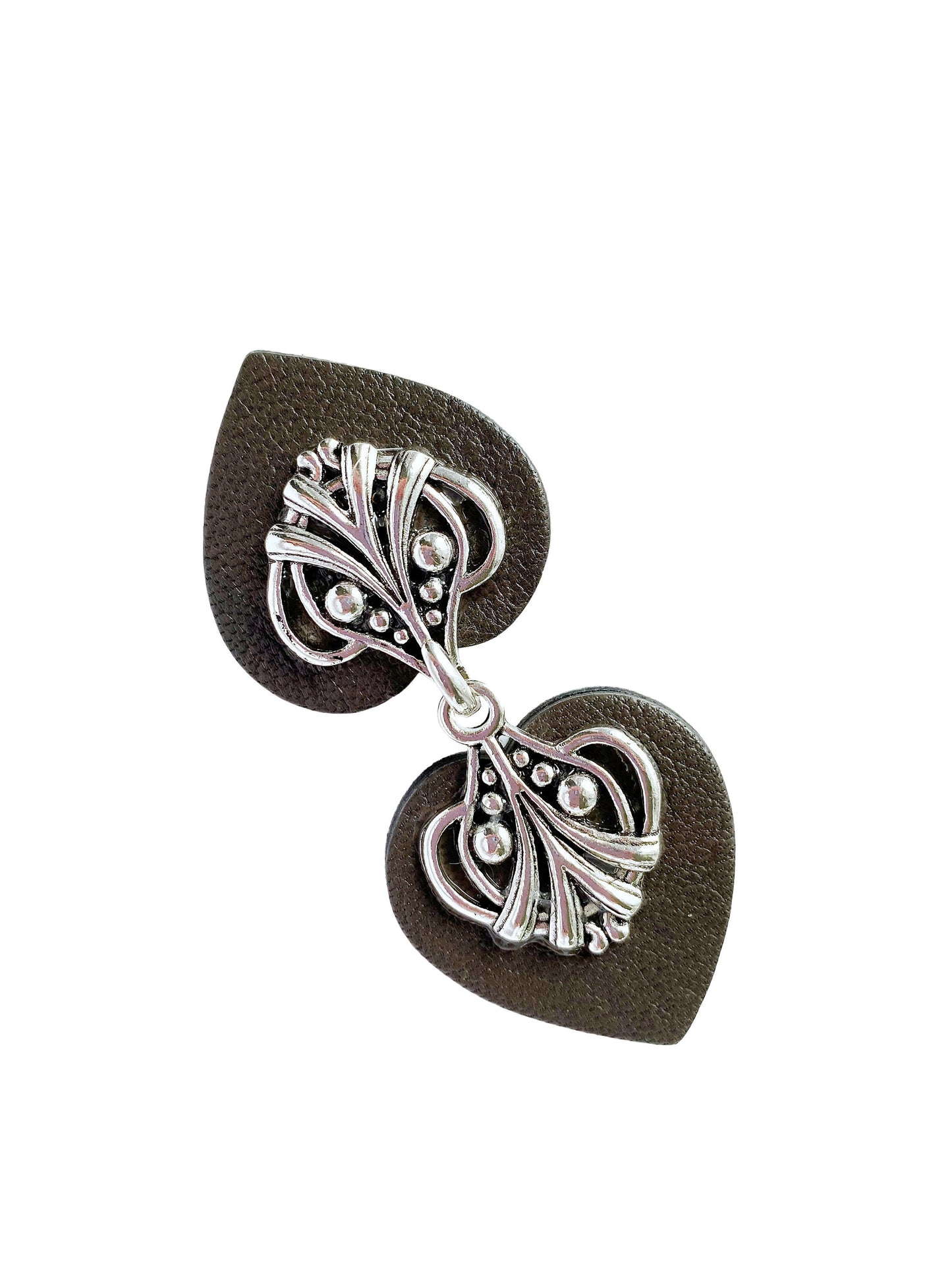 "Myriad" Silver on Gray Leather Clothing Clip