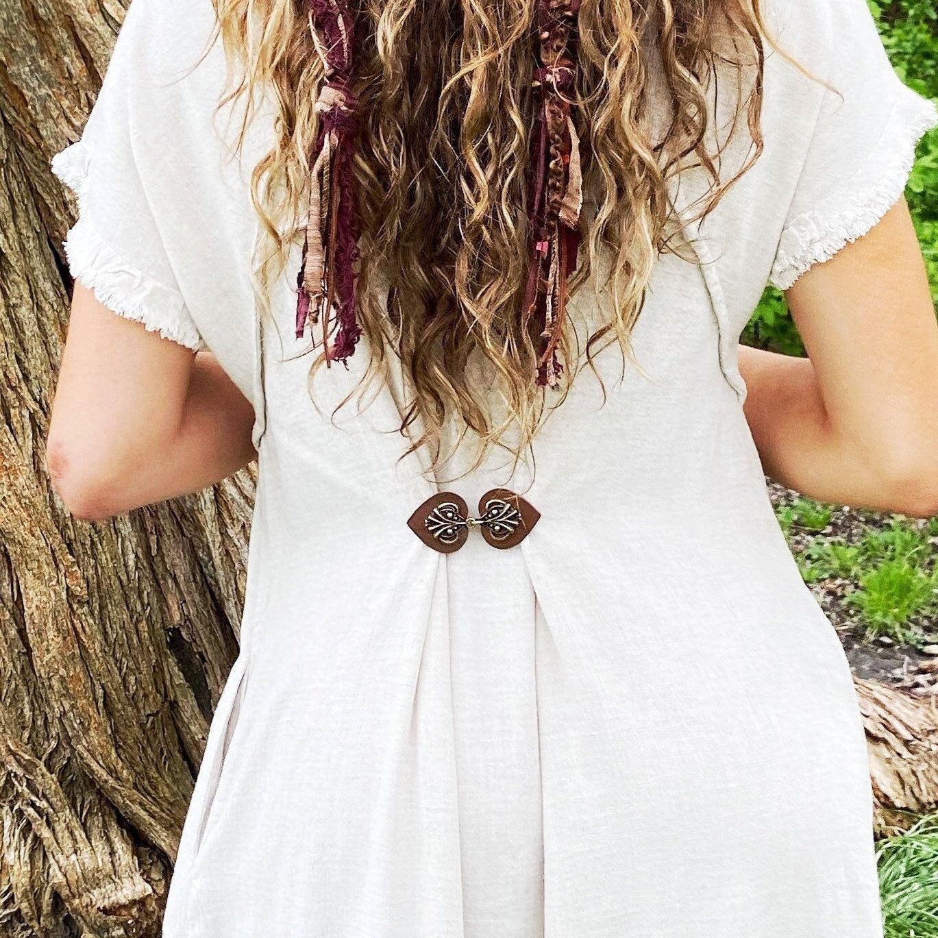 "Myriad" Bronze on Brown Leather Clothing Clip