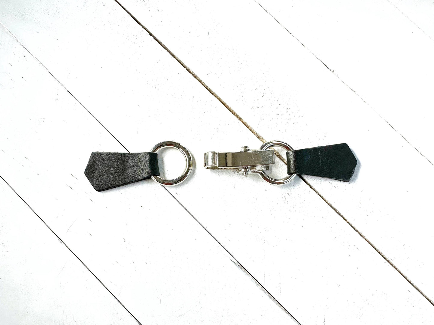 NEW Silver Buckle & Black Leather Cinch Clip, Skinny Belt Alternative for Dress, Jacket, Cardigan, Mini-Tailor Button Closure, KardiKlips