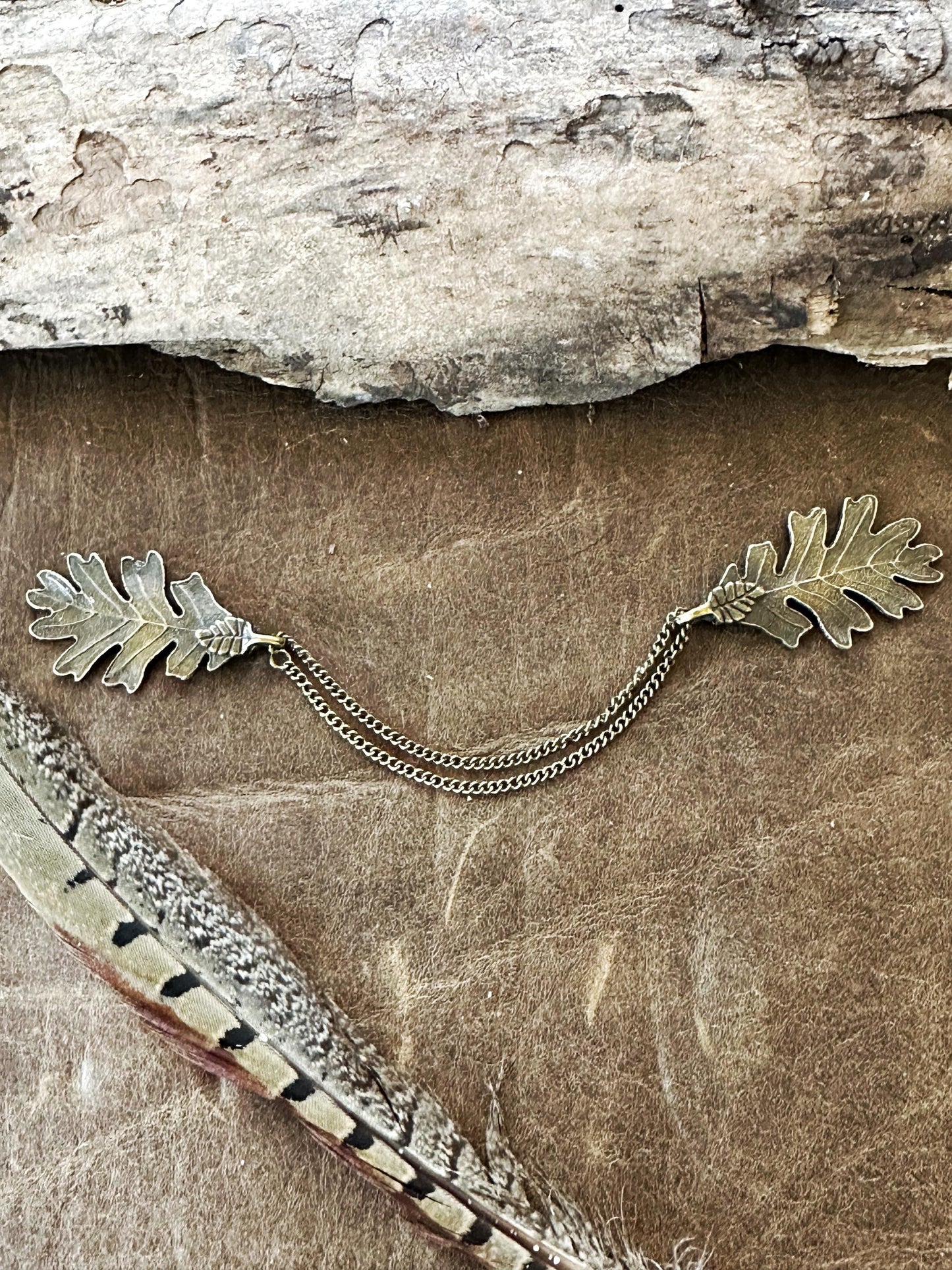 "Terebinth" Bronze Oak Leaf w/ Chains Cloak Clasp