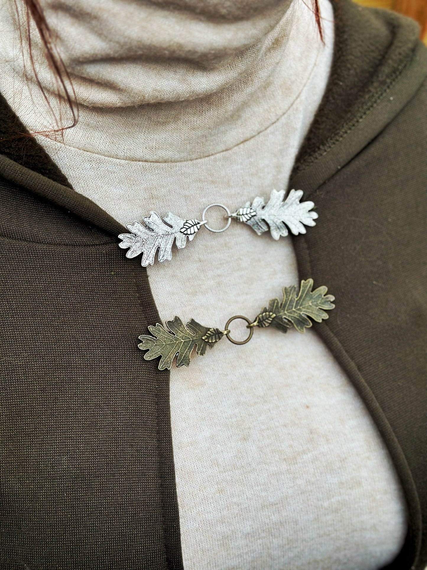 "Terebinth" Cloak Clasps, set of 2 in Silver & Bronze