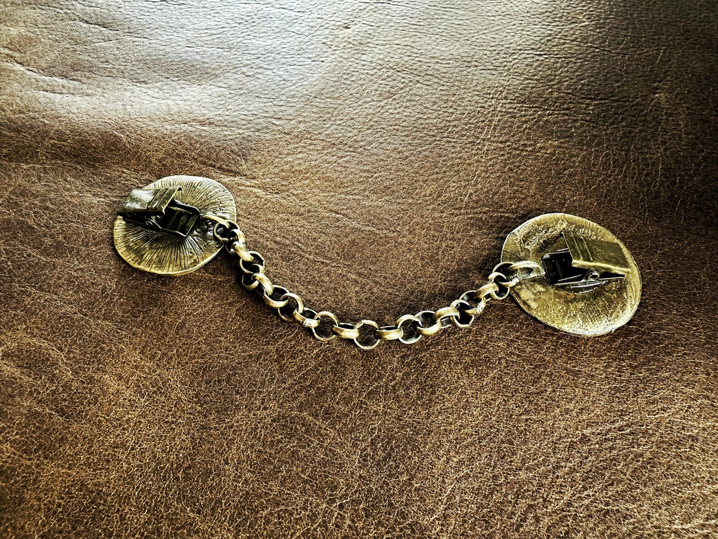 NEW Medallion Cloak Clasp with Chain in Bronze or Silver