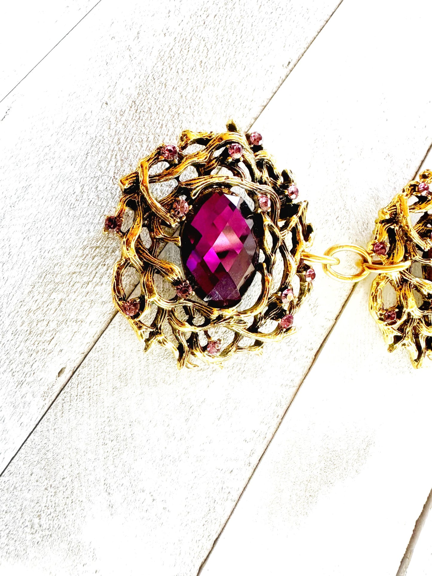 Amethyst and Gold Cloak Clasp, Costume Brooch | Forest Fairytale Brooches, Woodland Elf Nymph | Adult Costume Accessories Closure