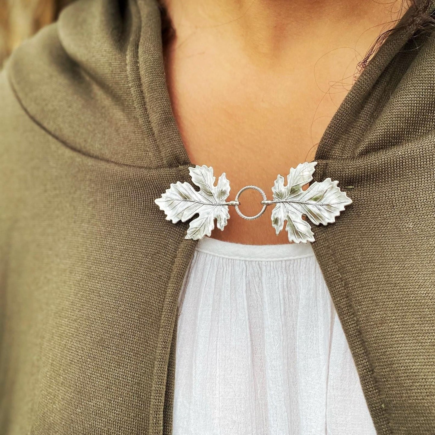 Silver Leaf "Sylvan" Cloak Clasp