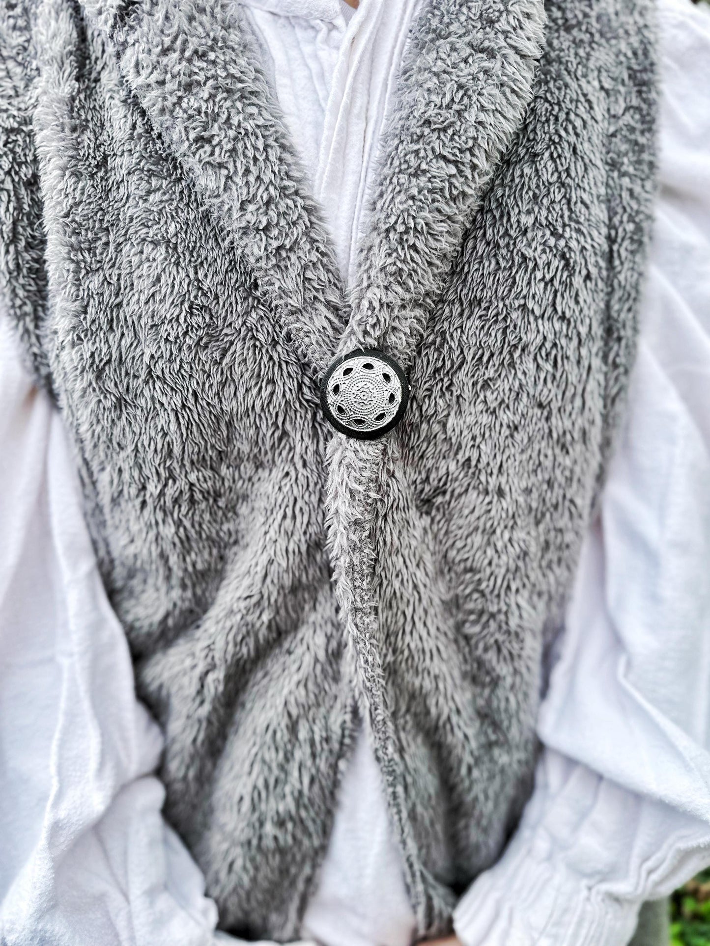 Single Metal & Leather Medallion Brooch Pin