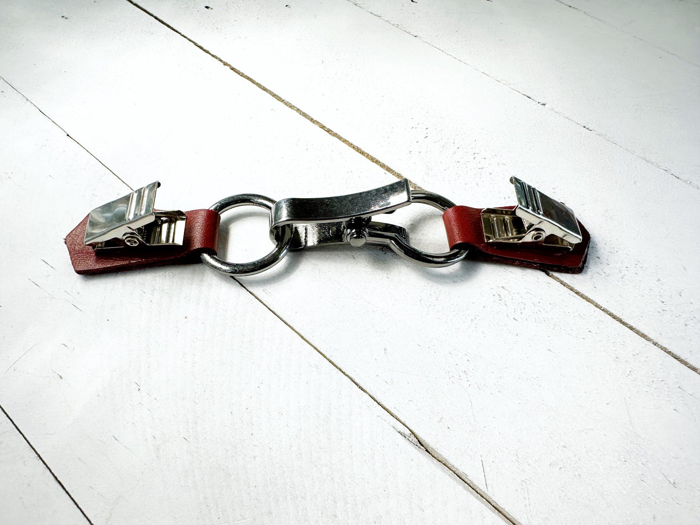 NEW Black Buckle & Red Leather Cinch Clip, Skinny Belt Alternative for Dress, Jacket, Cardigan, Mini-Tailor Button Closure, KardiKlips