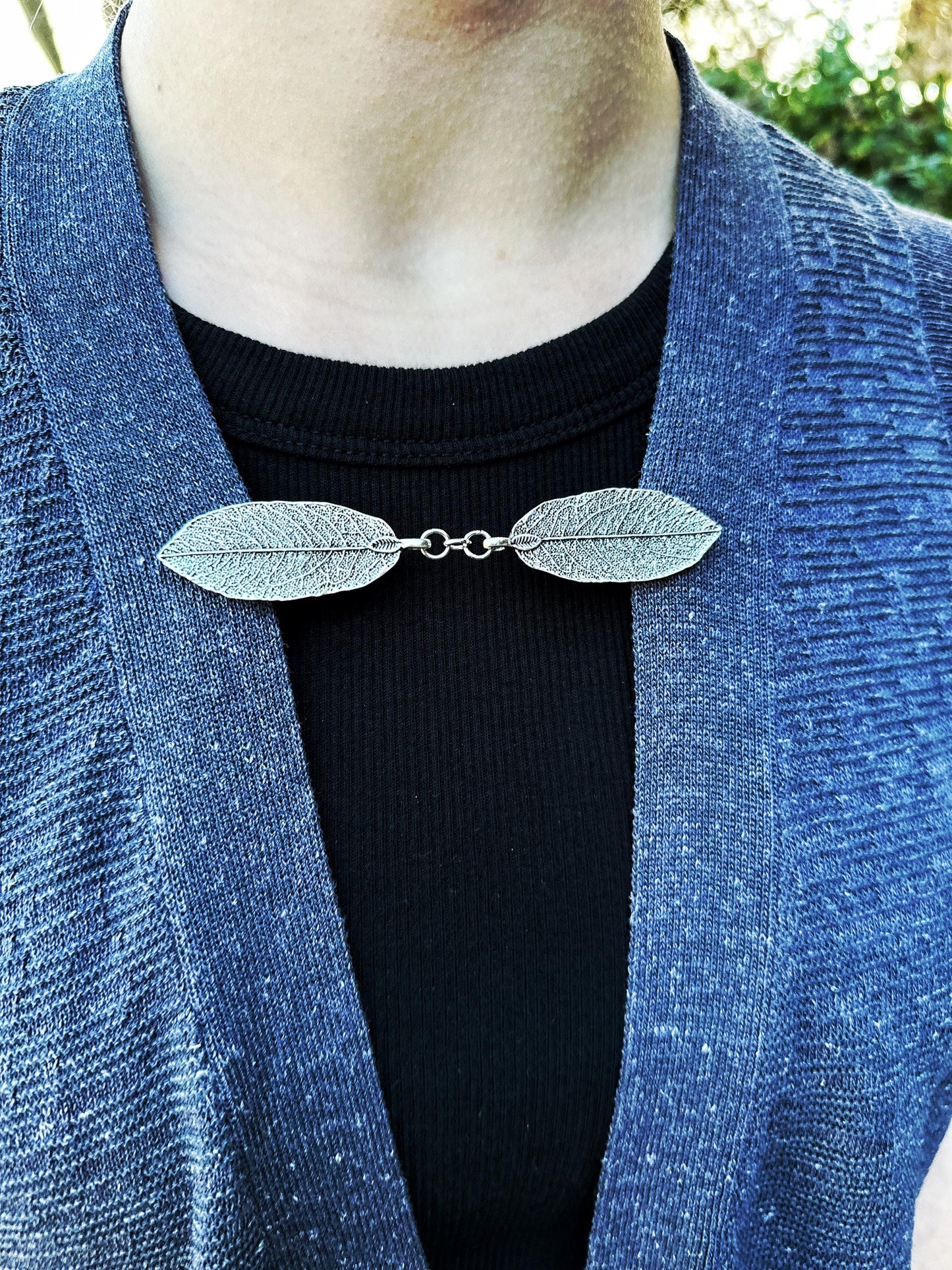 "Willow" Silver Metal Leaf Cloak Clasp