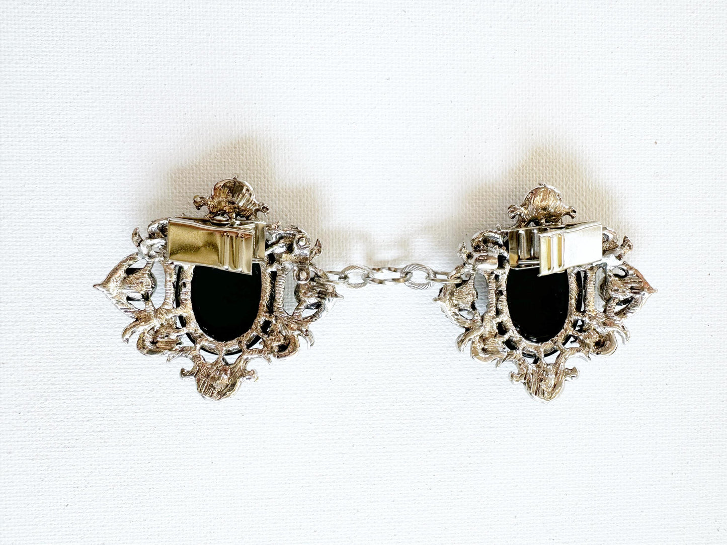 Blue Silver Cameo Cloak Clasp, Costume Cameo Brooch w/ Rhinestones | Victorian Fairytale Closure, Gothic Edwardian Adult Costume Accessories