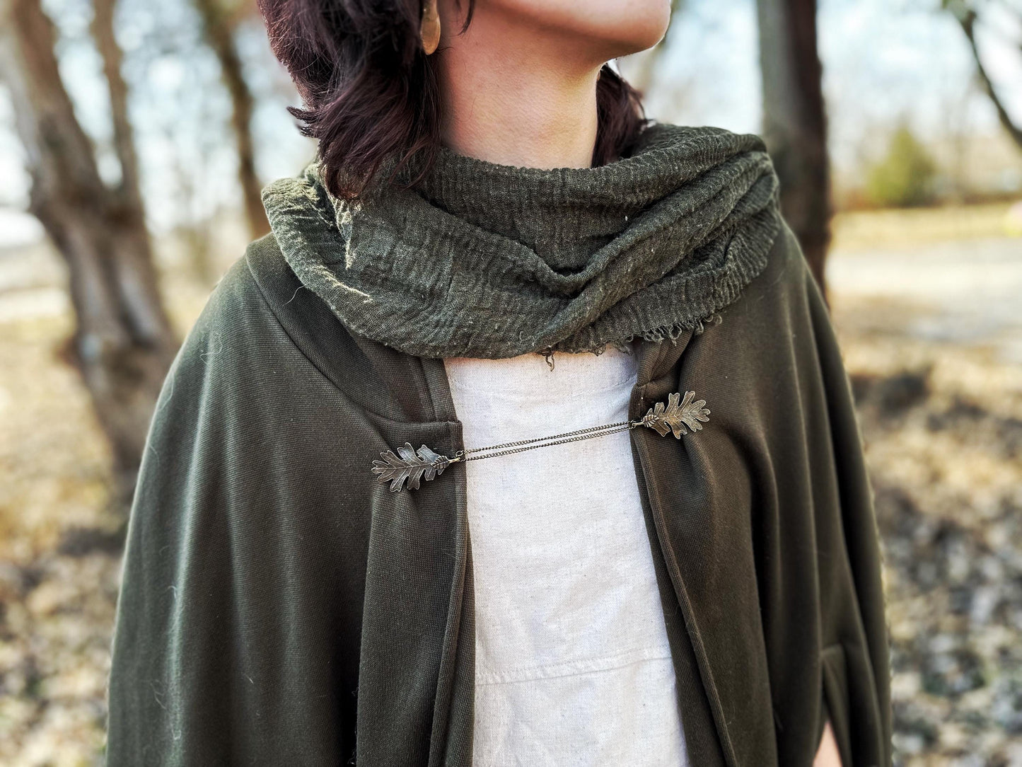 "Terebinth" Bronze Oak Leaf w/ Chains Cloak Clasp