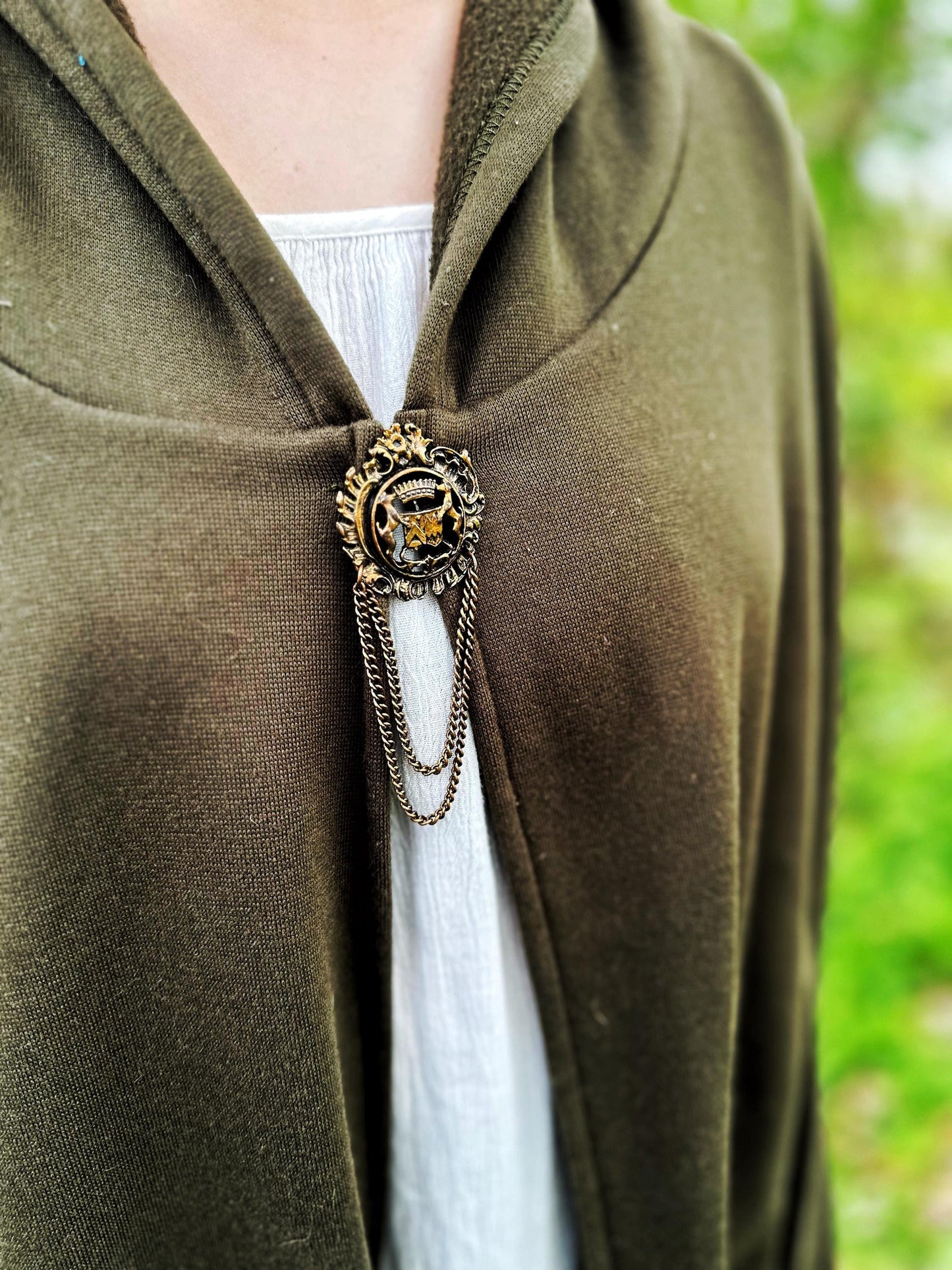 New* Bronze Heraldic w/ Chains Cloak Clasp | Vintage/Repurposed