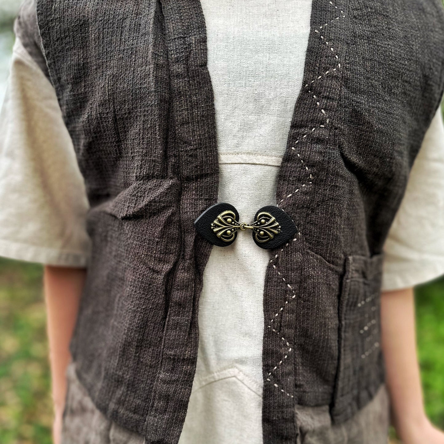 "Myriad" Bronze on Black Leather Clothing Clip