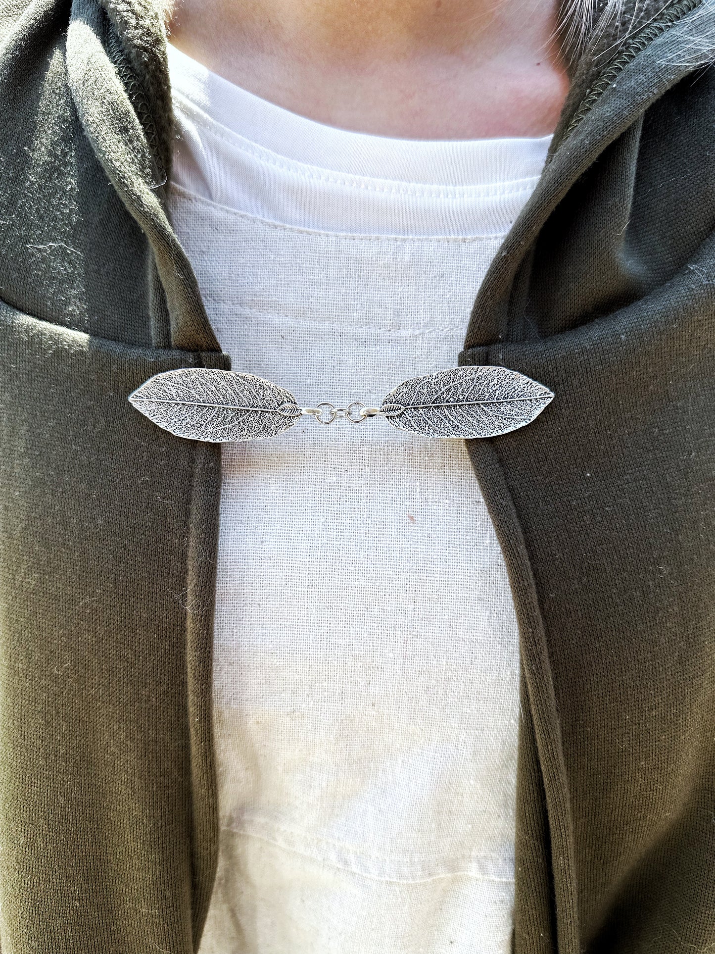 "Willow" Silver Metal Leaf Cloak Clasp