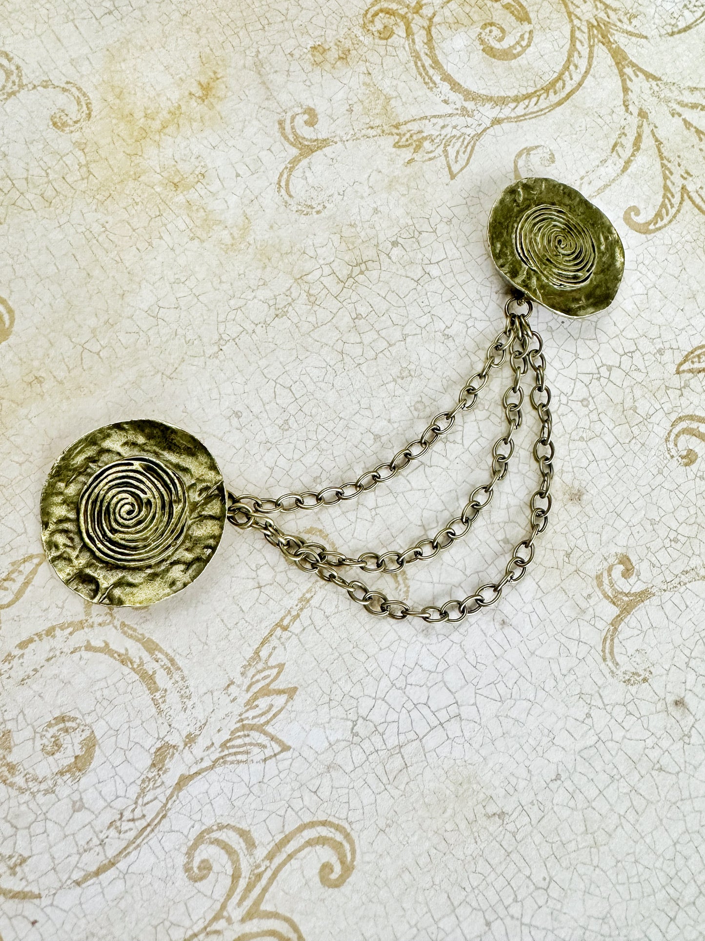 Bronze Metal Medallions w/ Chains Cloak Clasp