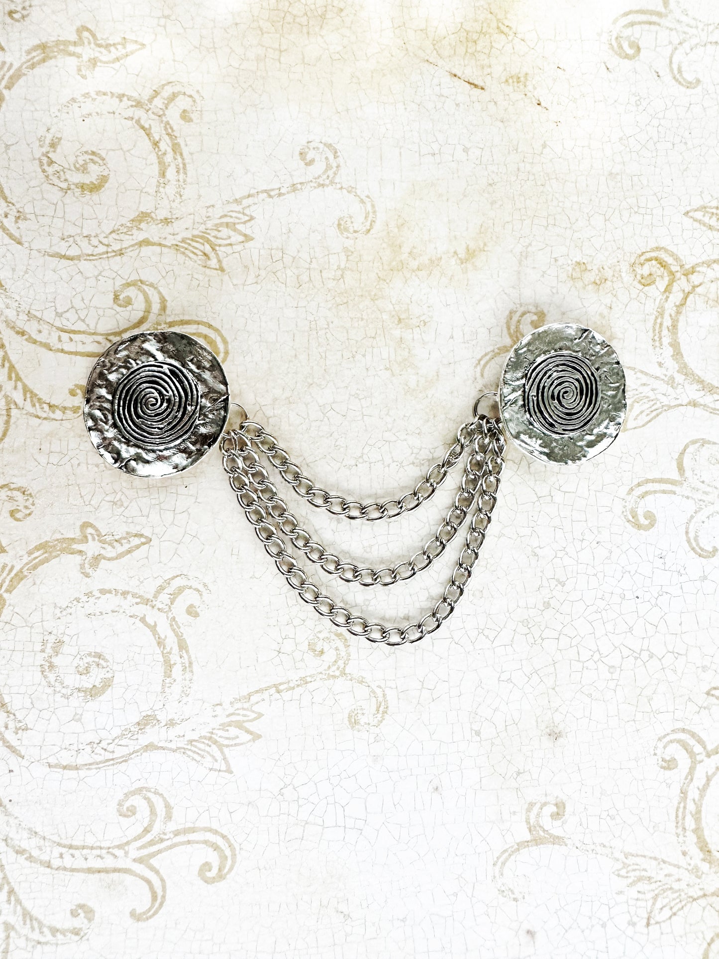 Silver Metal Medallions w/ Chains Cloak Clasp