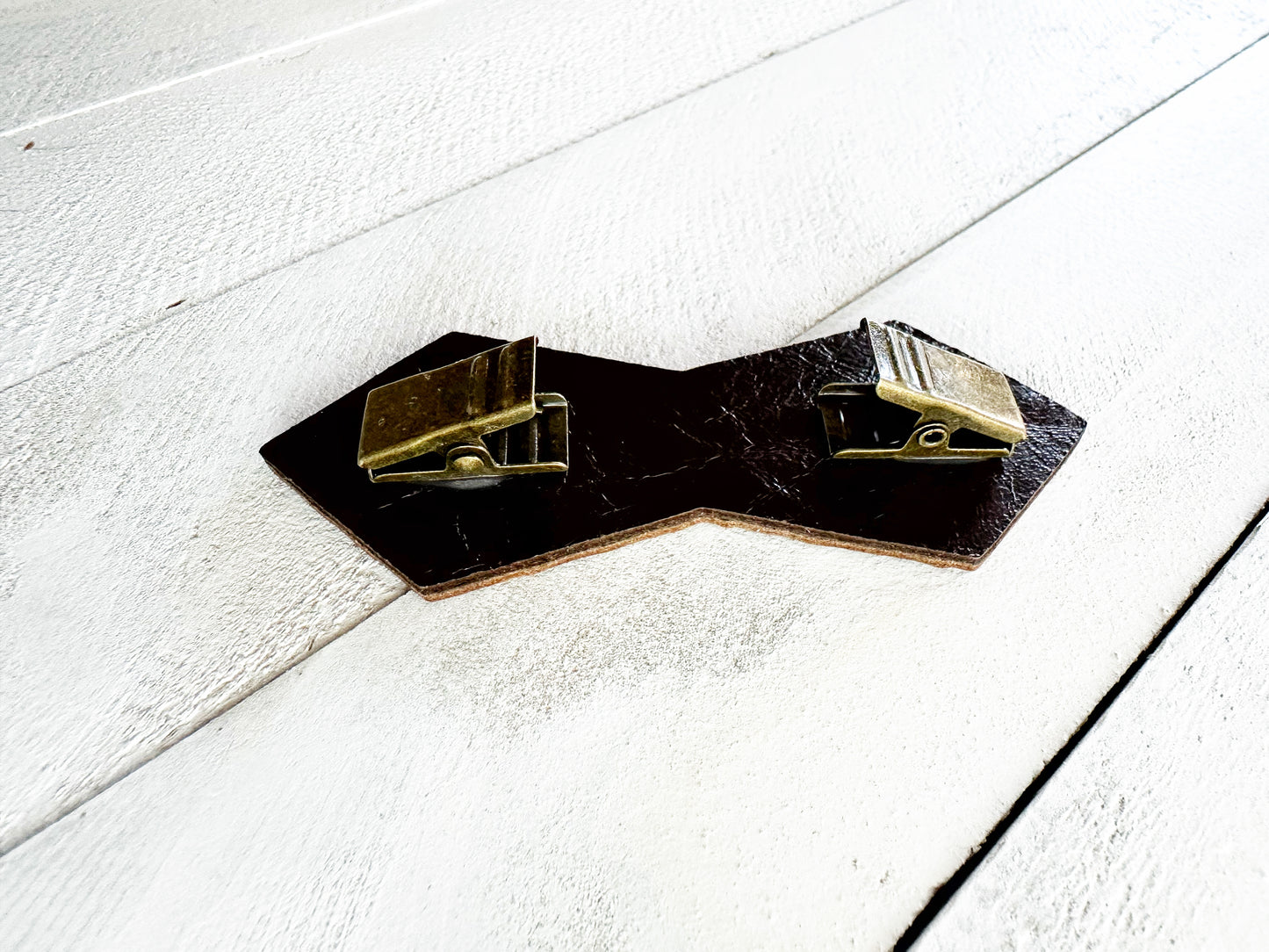 "Impressions" Raised Embossed Brown Leather Clasp