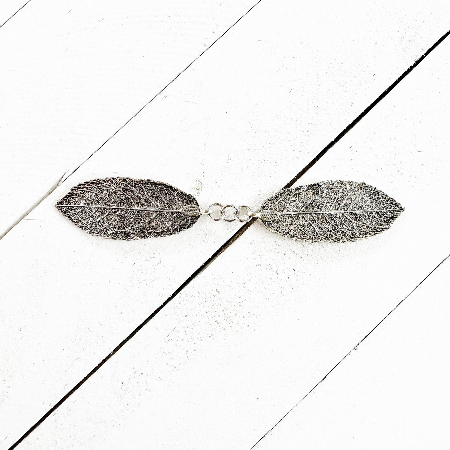 "Willow" Silver Metal Leaf Cloak Clasp
