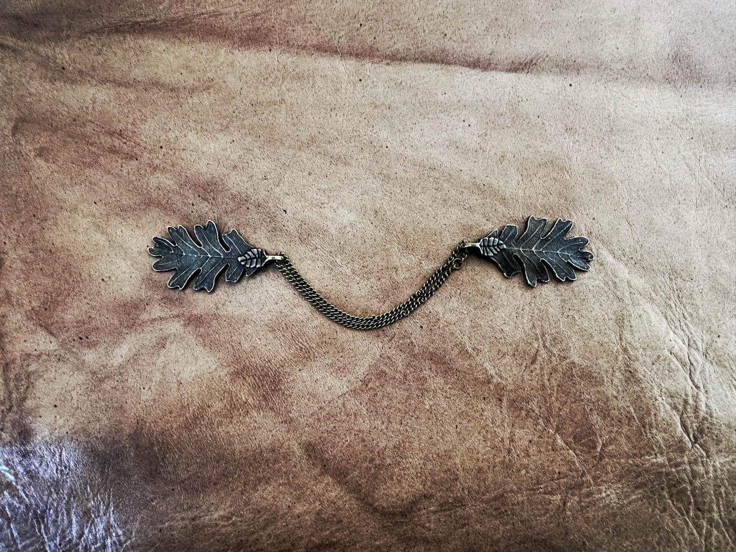 "Terebinth" Bronze Oak Leaf w/ Chains Cloak Clasp