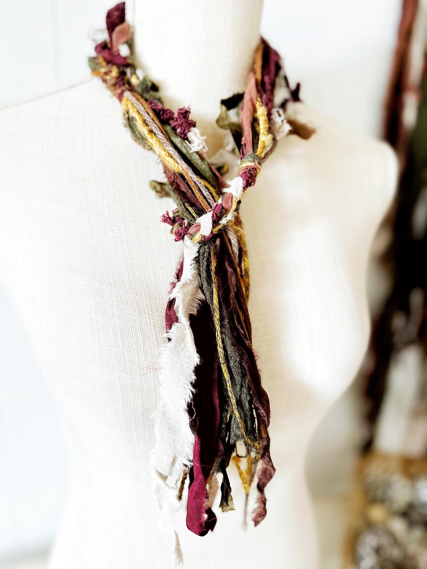 NEW Green & Brown Hobo Scarf | Hippie Clothes | Festival Clothing and Accessories | Unique Scarves for Men, Women | Upycled, Organic Cotton