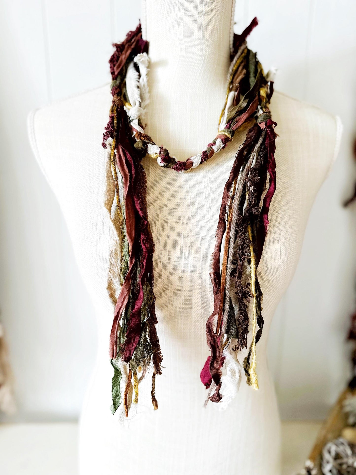 NEW Green & Brown Hobo Scarf | Hippie Clothes | Festival Clothing and Accessories | Unique Scarves for Men, Women | Upycled, Organic Cotton