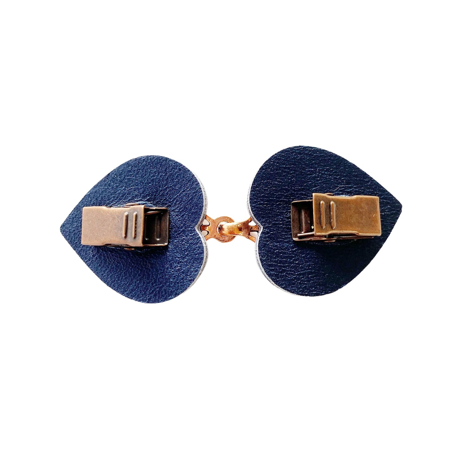 Cinch Clip | Waist Cincher | Copper on Navy Blue Leather Dress Clips | Cloak Clasp | Cardigan Clips | Unique Gift | Scarf Kardiklips | K-134
