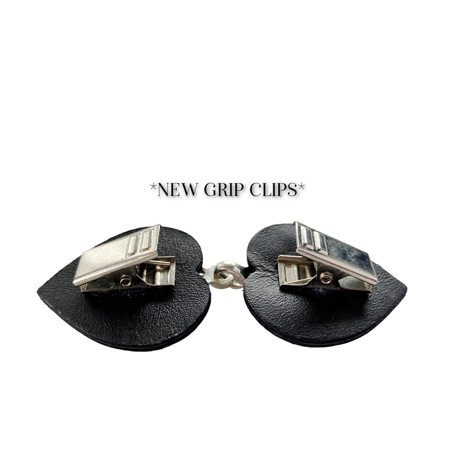 "Myriad" Silver on Black Leather Clothing Clip