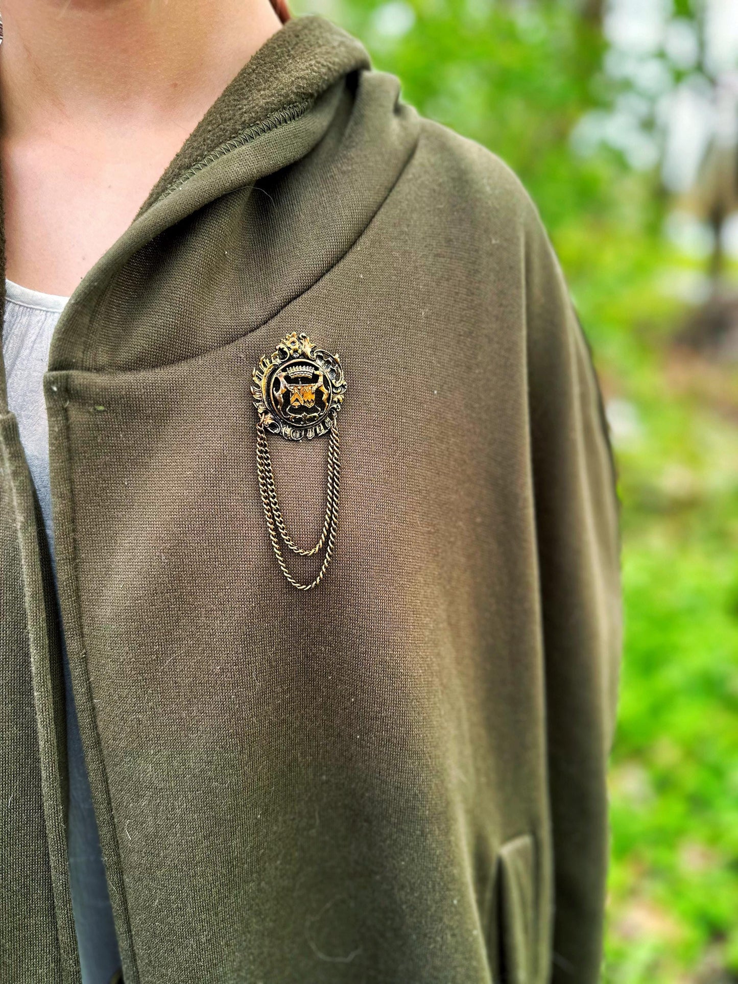 New* Bronze Heraldic w/ Chains Cloak Clasp | Vintage/Repurposed