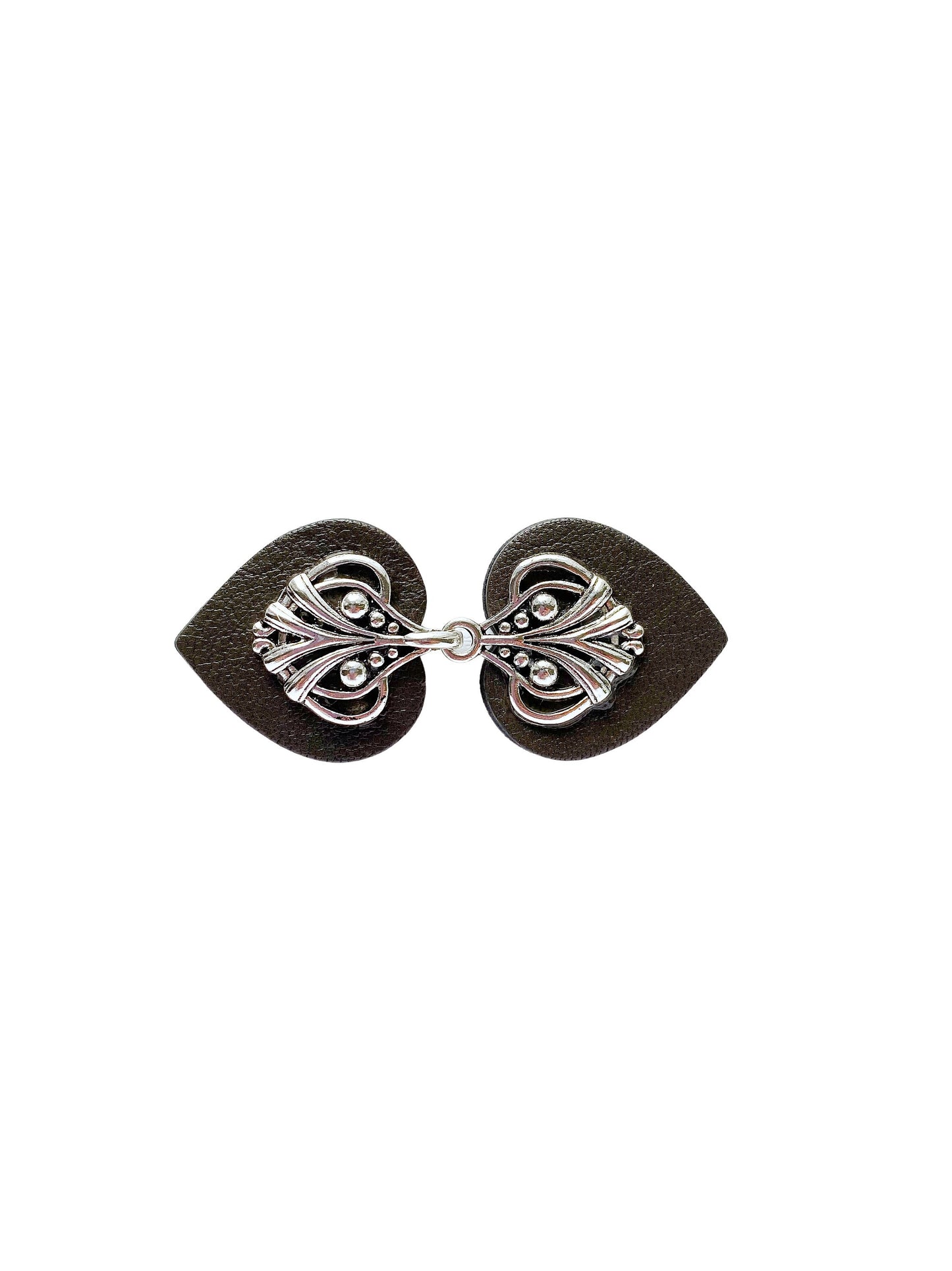 "Myriad" Silver on Gray Leather Clothing Clip