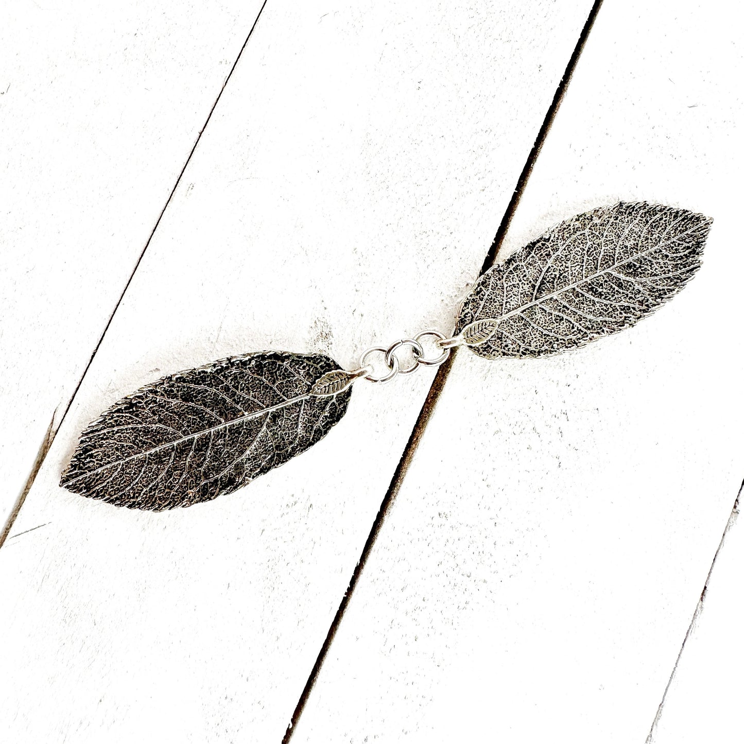"Willow" Silver Metal Leaf Cloak Clasp