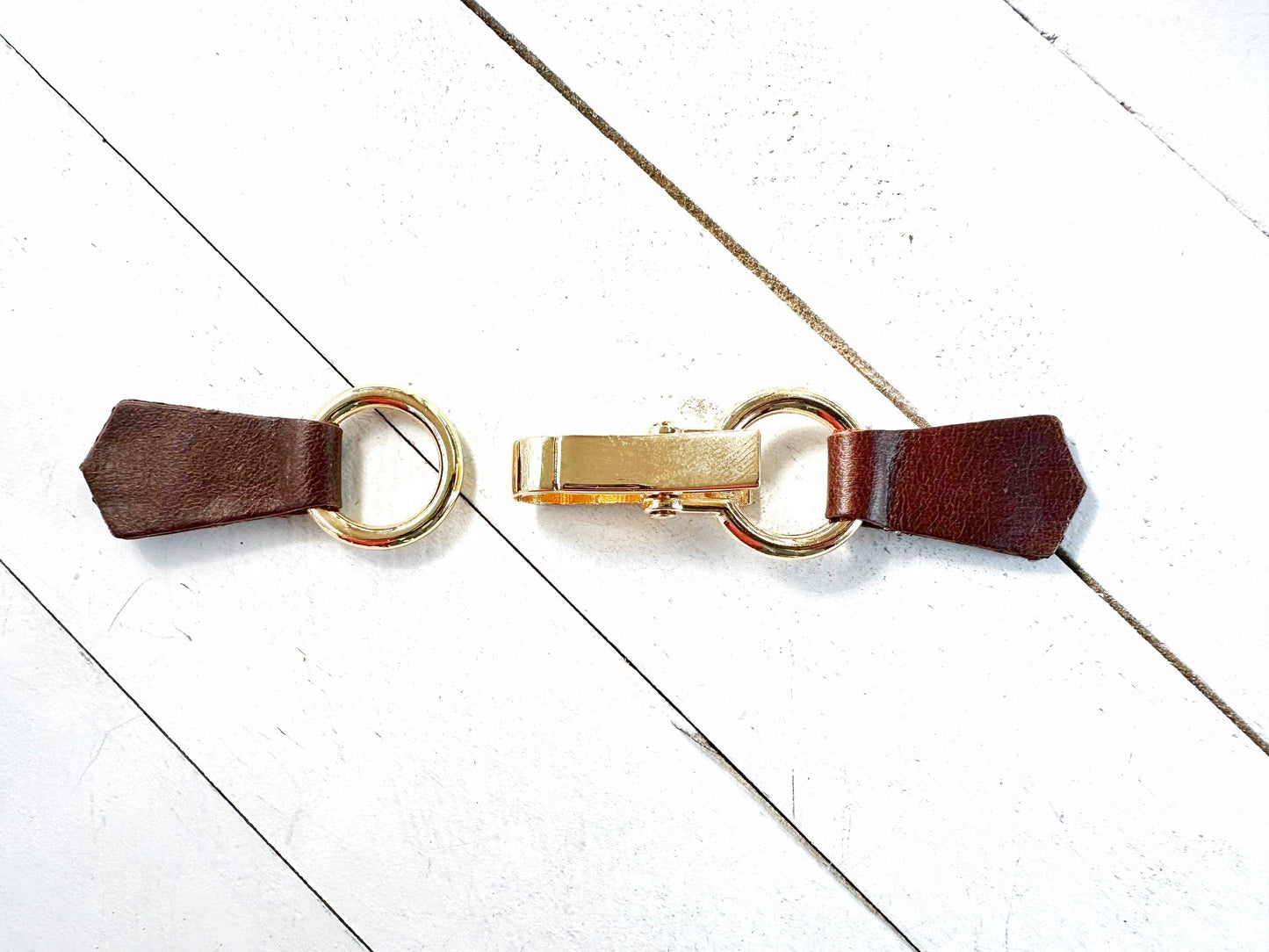 NEW Gold Buckle & Dark Brown Leather Cinch Clip, Skinny Belt Alternative for Dress, Jacket, Cardigan, Mini-Tailor Button Closure