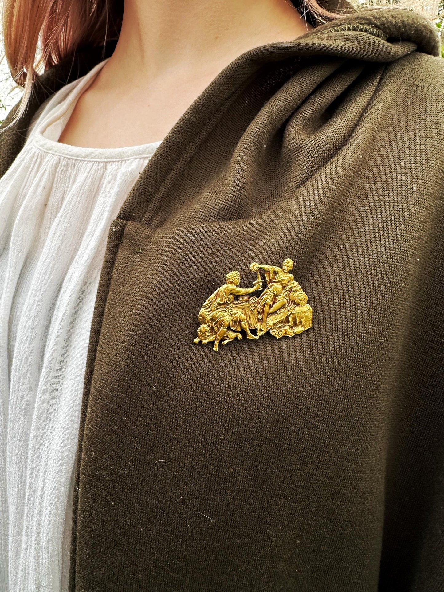 Gold-toned Vintage Roman Brooch "Bacchanalia"