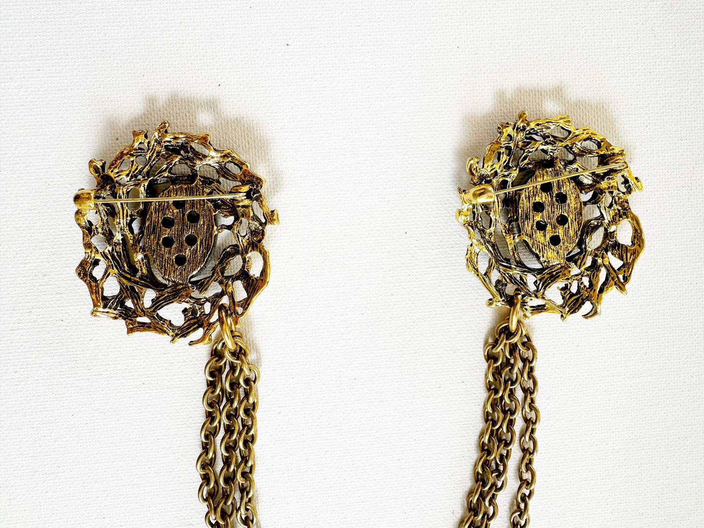 Amethyst and Gold Cloak Clasp, Costume Brooch w/ Chains | Forest Fairytale Brooches, Woodland Elf Nymph | Adult Costume Accessories Closure