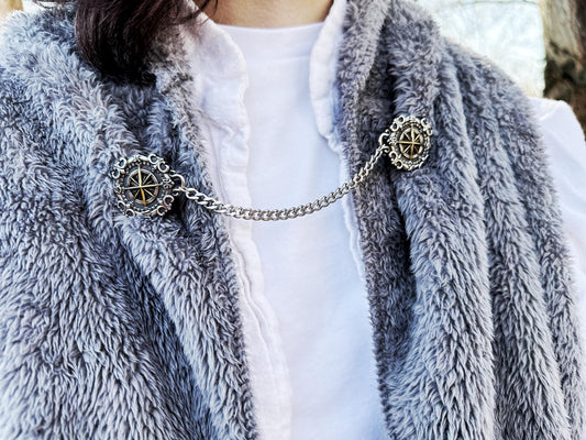 "Viking Star" Cloak Clasp w/ Chain