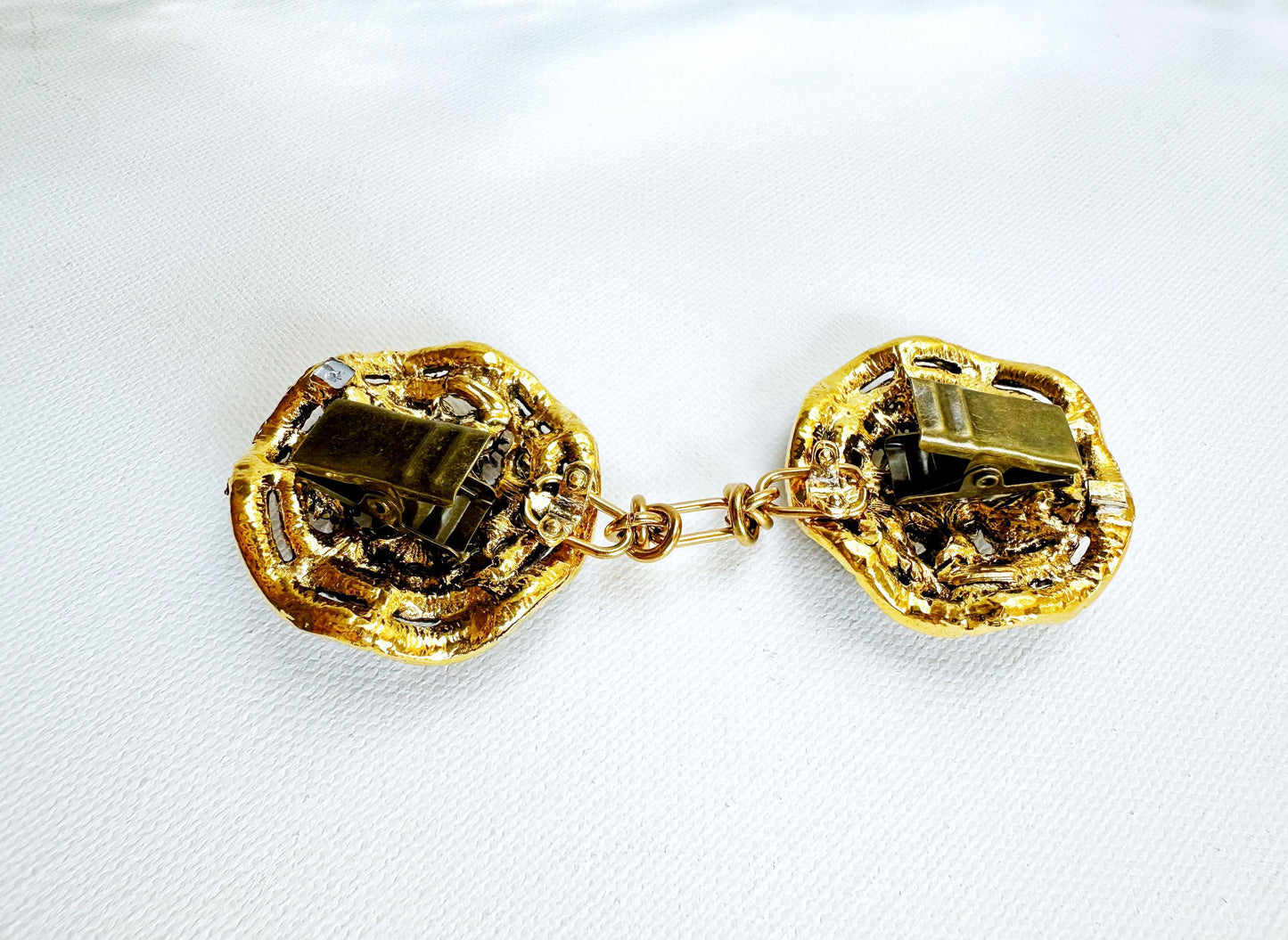 Bejeweled Gold Baroque Cinch Clip | Cardigan and Sweater Clips | Scarf Clasp Brooches for Dress Belt | Unique Handmade USA Gift | KardiKlip