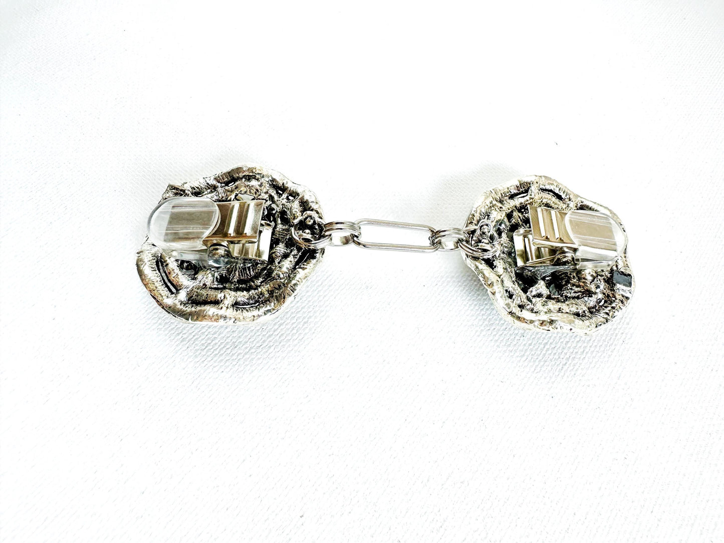 Bejeweled Silver Baroque Cinch Clip | Cardigan and Sweater Clips | Scarf Clasp Brooches for Dress Belt | Unique Handmade USA Gift, KardiKlip