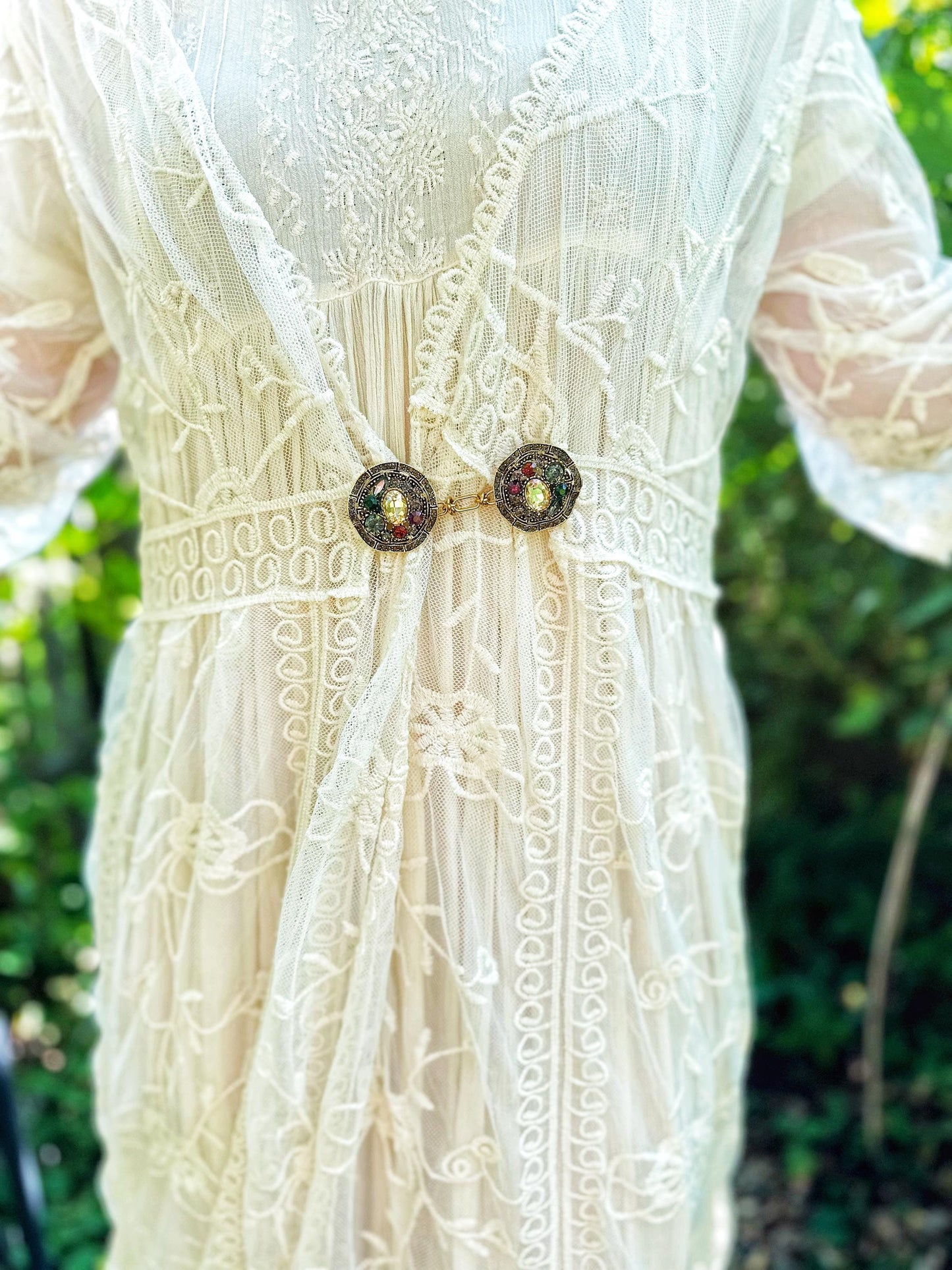 Bejeweled Gold Baroque Cinch Clip | Cardigan and Sweater Clips | Scarf Clasp Brooches for Dress Belt | Unique Handmade USA Gift | KardiKlip